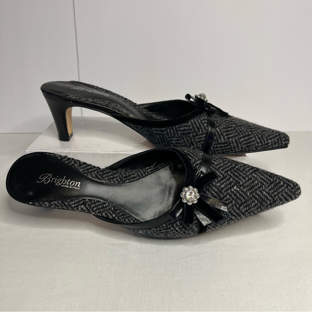 Brighton Black and Gray Patterned Heels